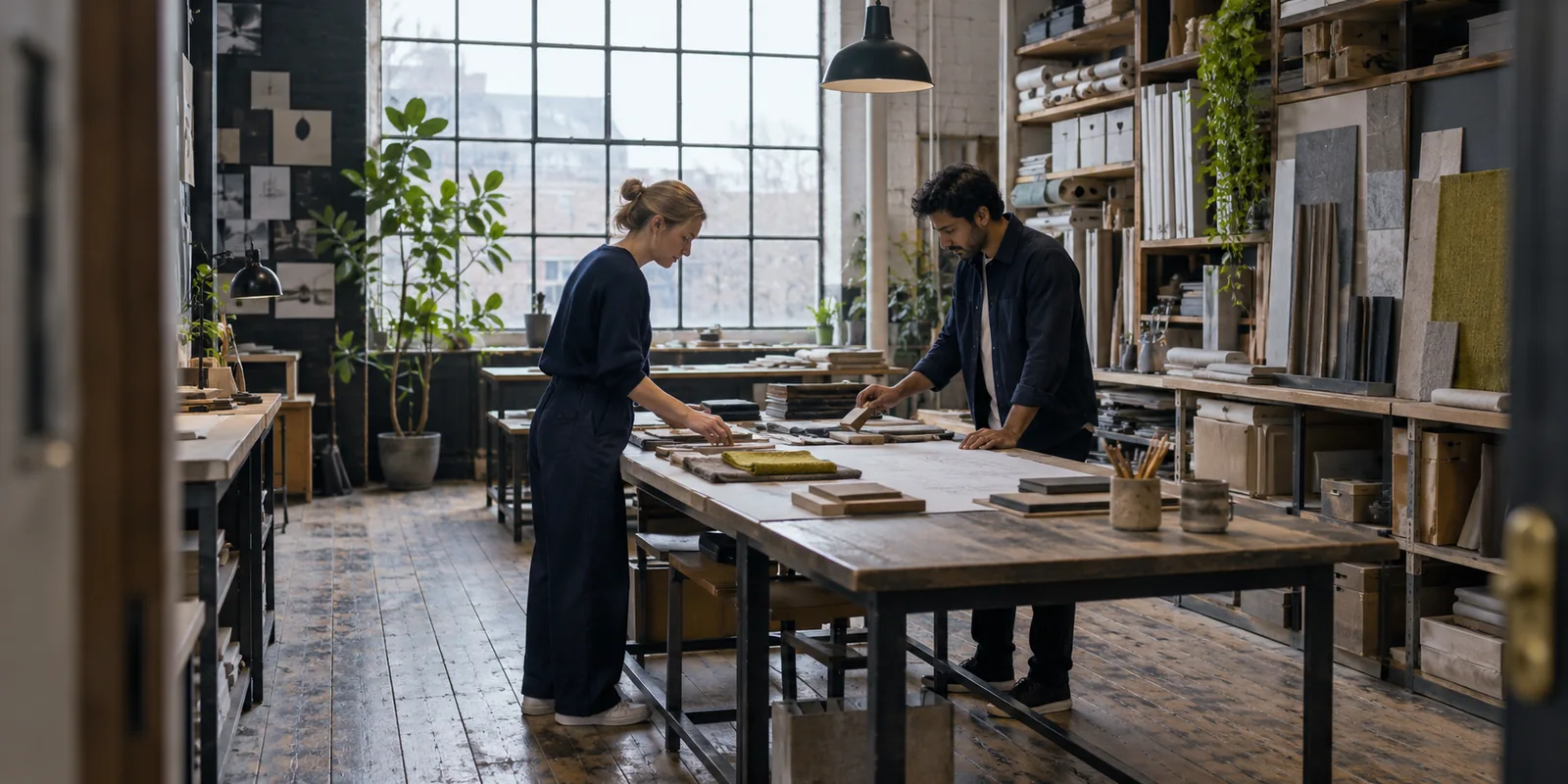 A business discussion in a materials studio