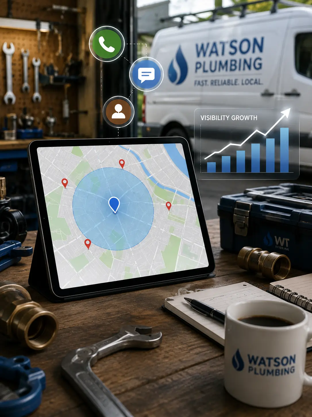 Watson Plumbing home services case study showing local search and paid media growth
