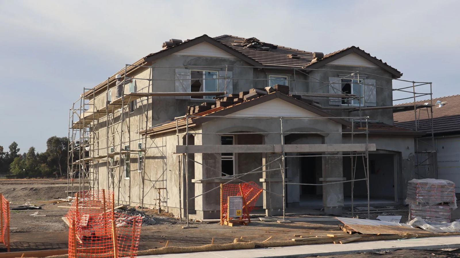 Contemporary house under construction