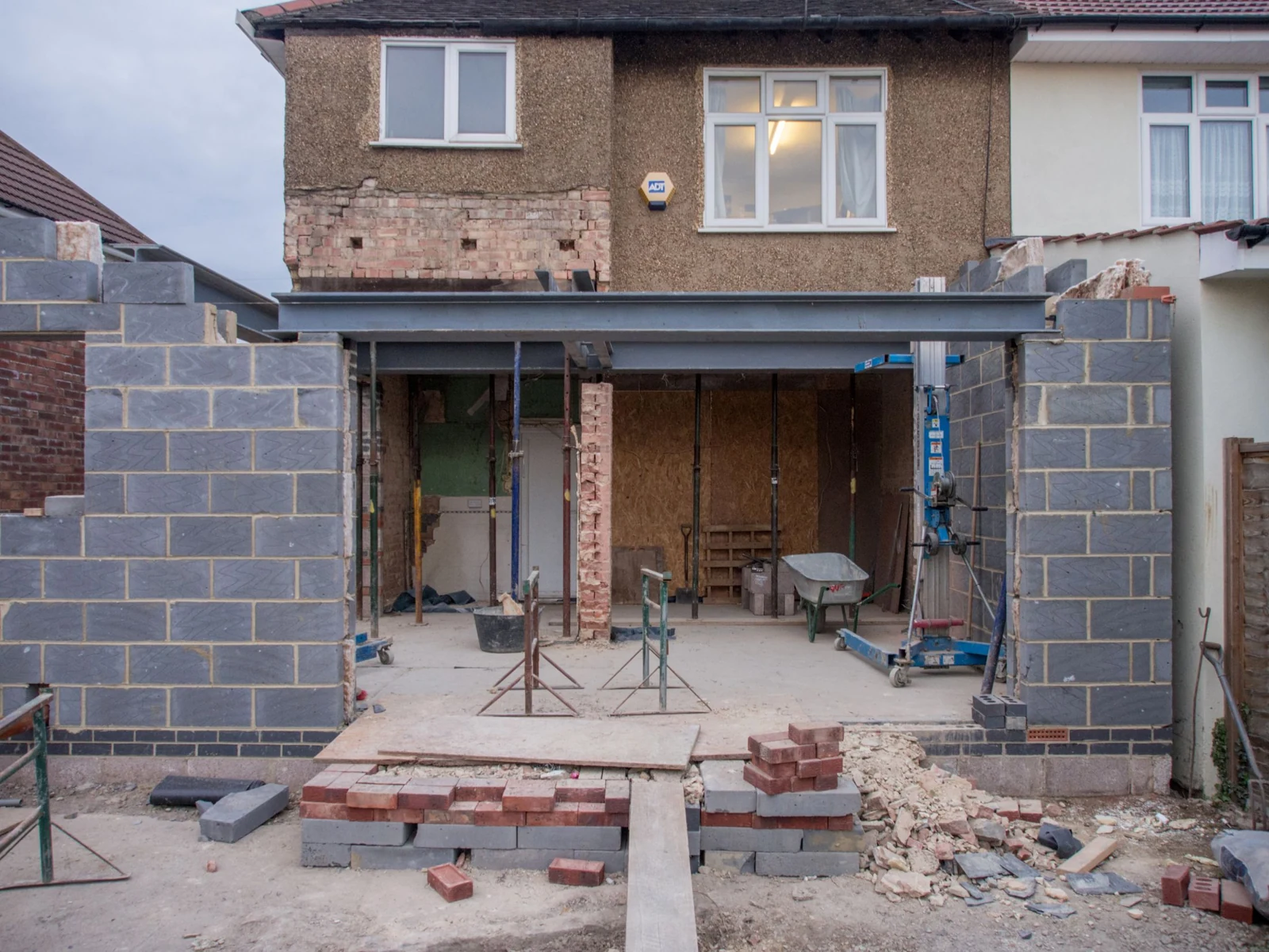 Brick house extension under construction