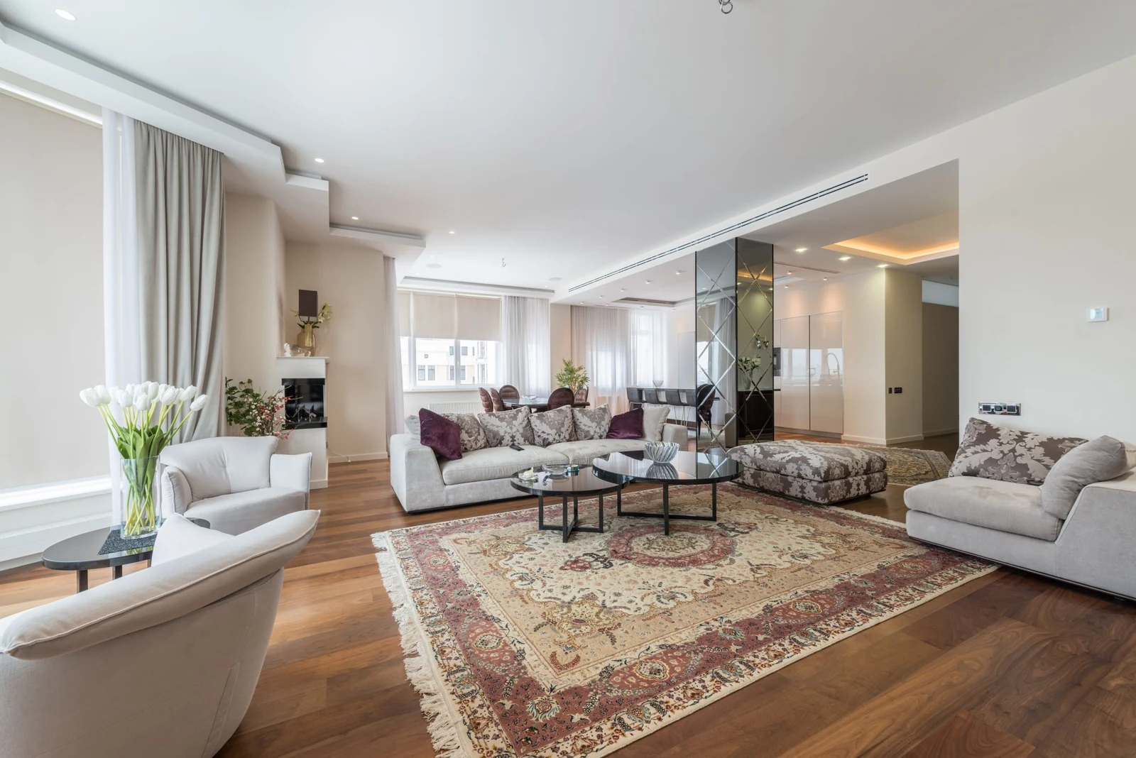 Warm neutral interior with generous natural light