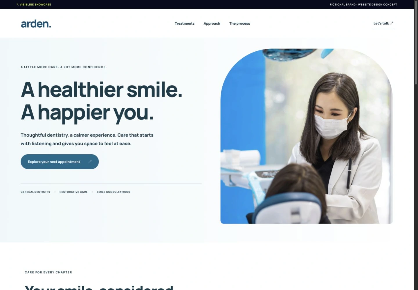 Arden Dental concept website, captured from the interactive HTML demo