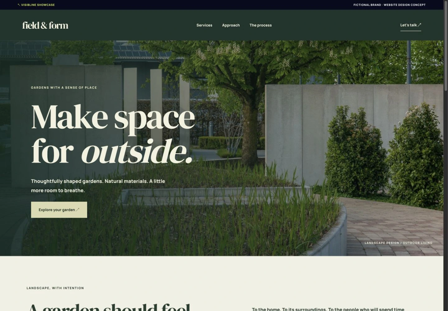 Field & Form concept website, captured from the interactive HTML demo