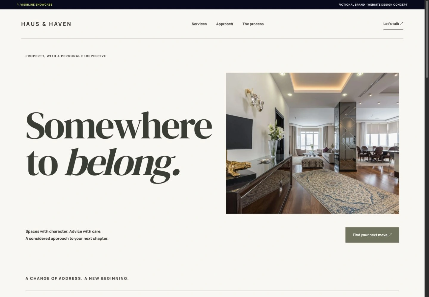 Haus & Haven concept website, captured from the interactive HTML demo